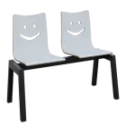 SMILE PLUS 2, dřevěná lavice do čekárny, 2-sedák, bílá, kostra černá